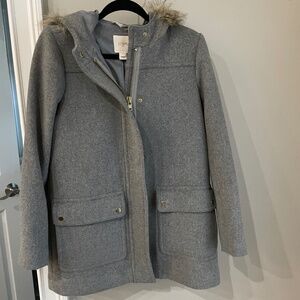 J Crew Factory Chateau Parka Jacket with Fur Hood Size 4